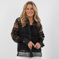 BLACK LACE SHIRT WITH CAMISOLE