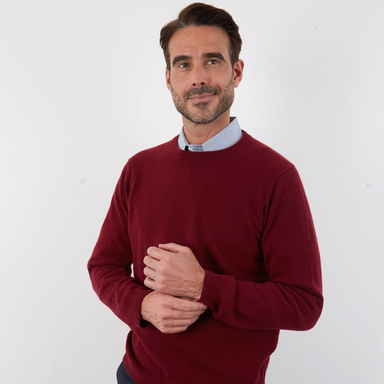 100% CASHMERE BURGUNDY CREW