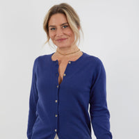 100% CASHMERE FRENCH NAVY BUTTON THROUGH CARDIGAN