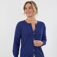 100% CASHMERE FRENCH NAVY BUTTON THROUGH CARDIGAN