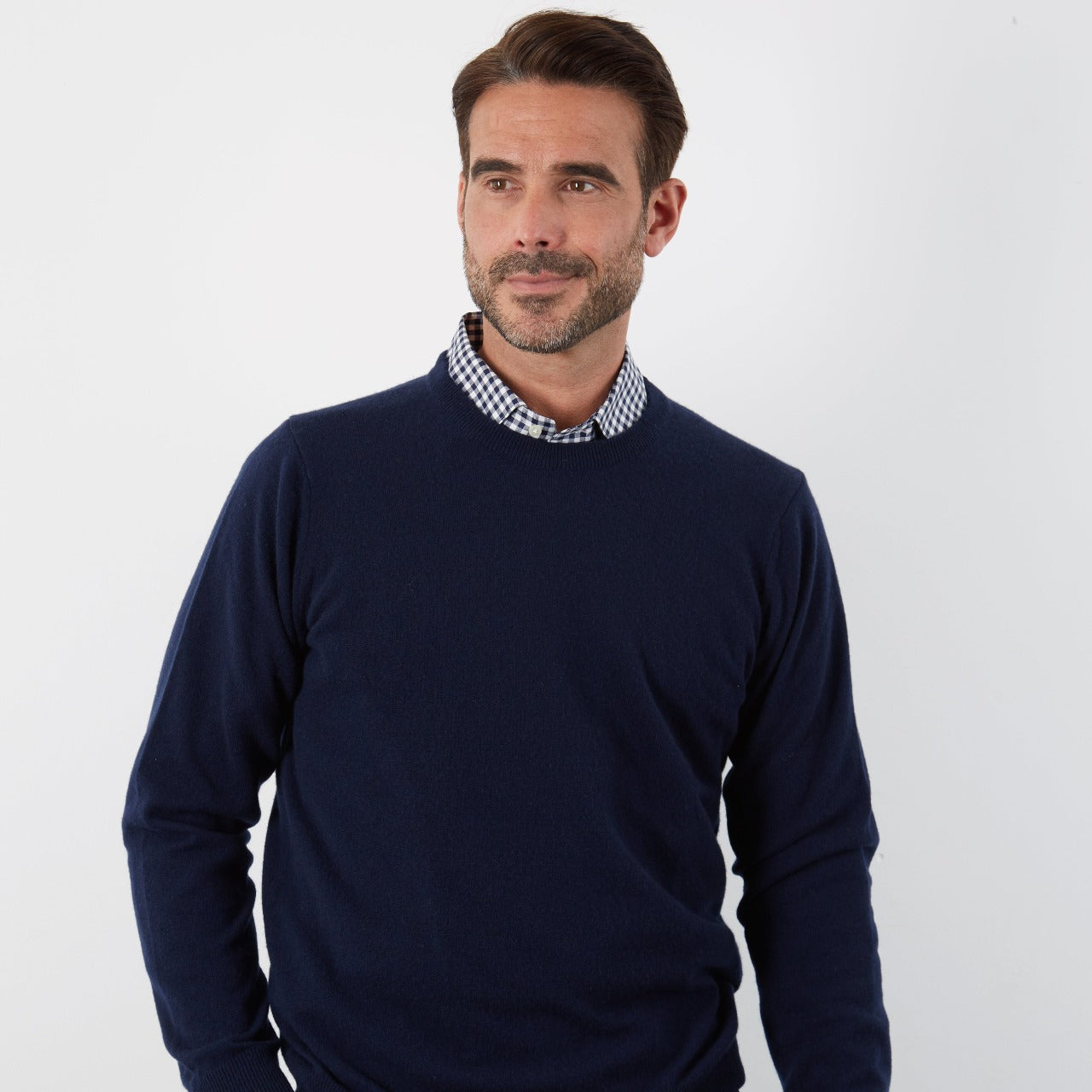 100% CASHMERE NAVY CREW