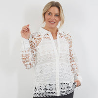 WHITE LACE SHIRT WITH CAMISOLE