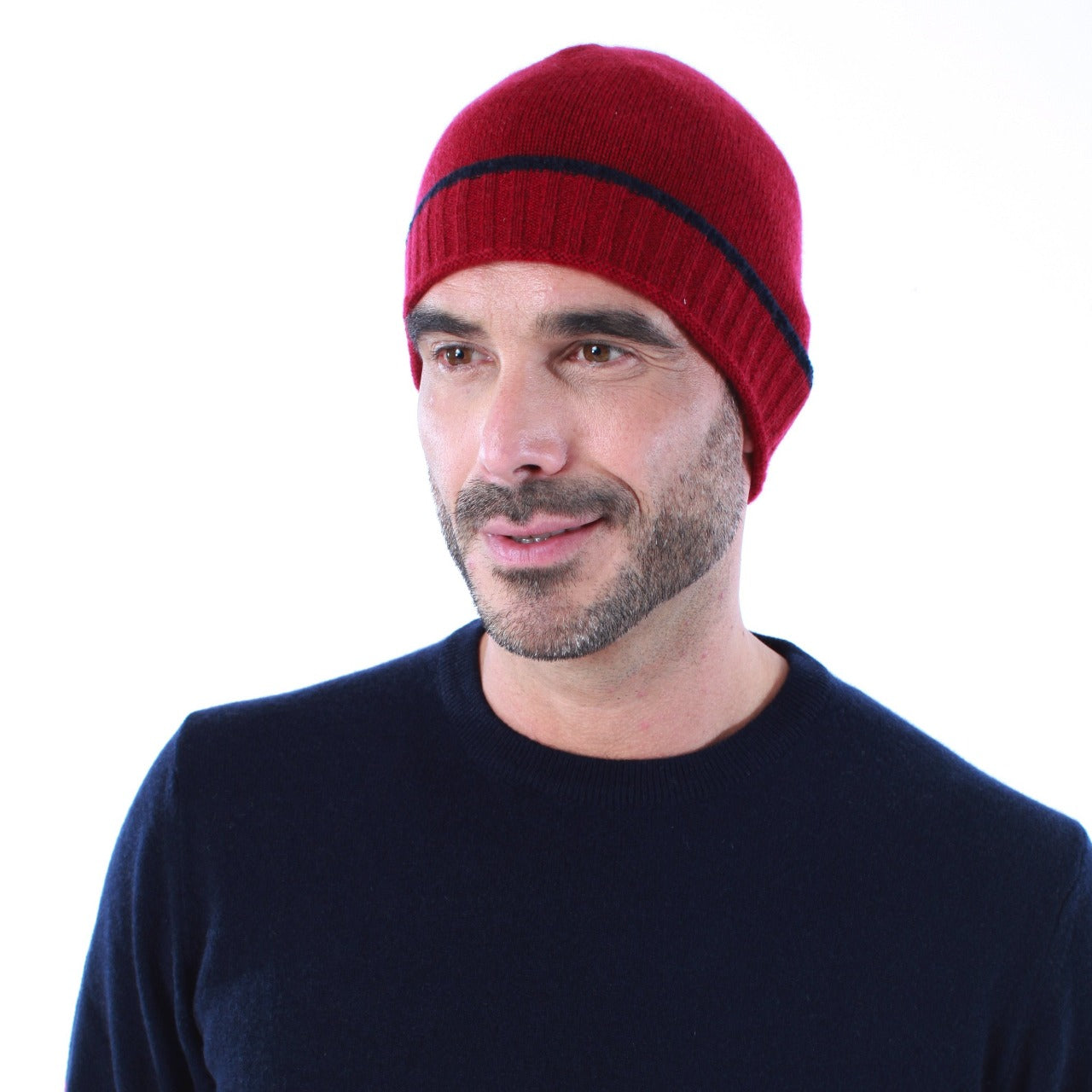 100% CASHMERE CHERRY RED BEANIE