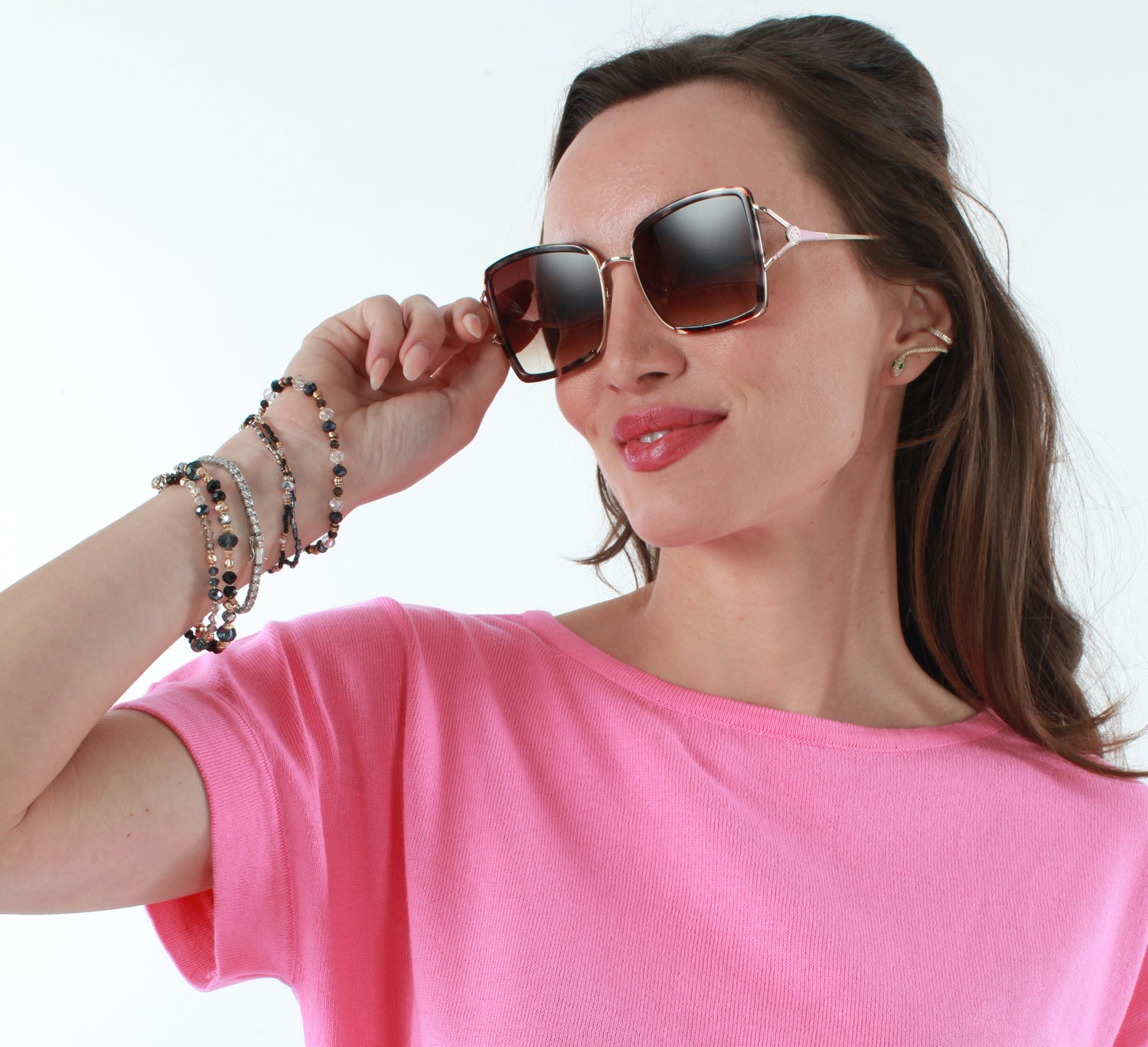 Pink Pima Cotton Boat neck top