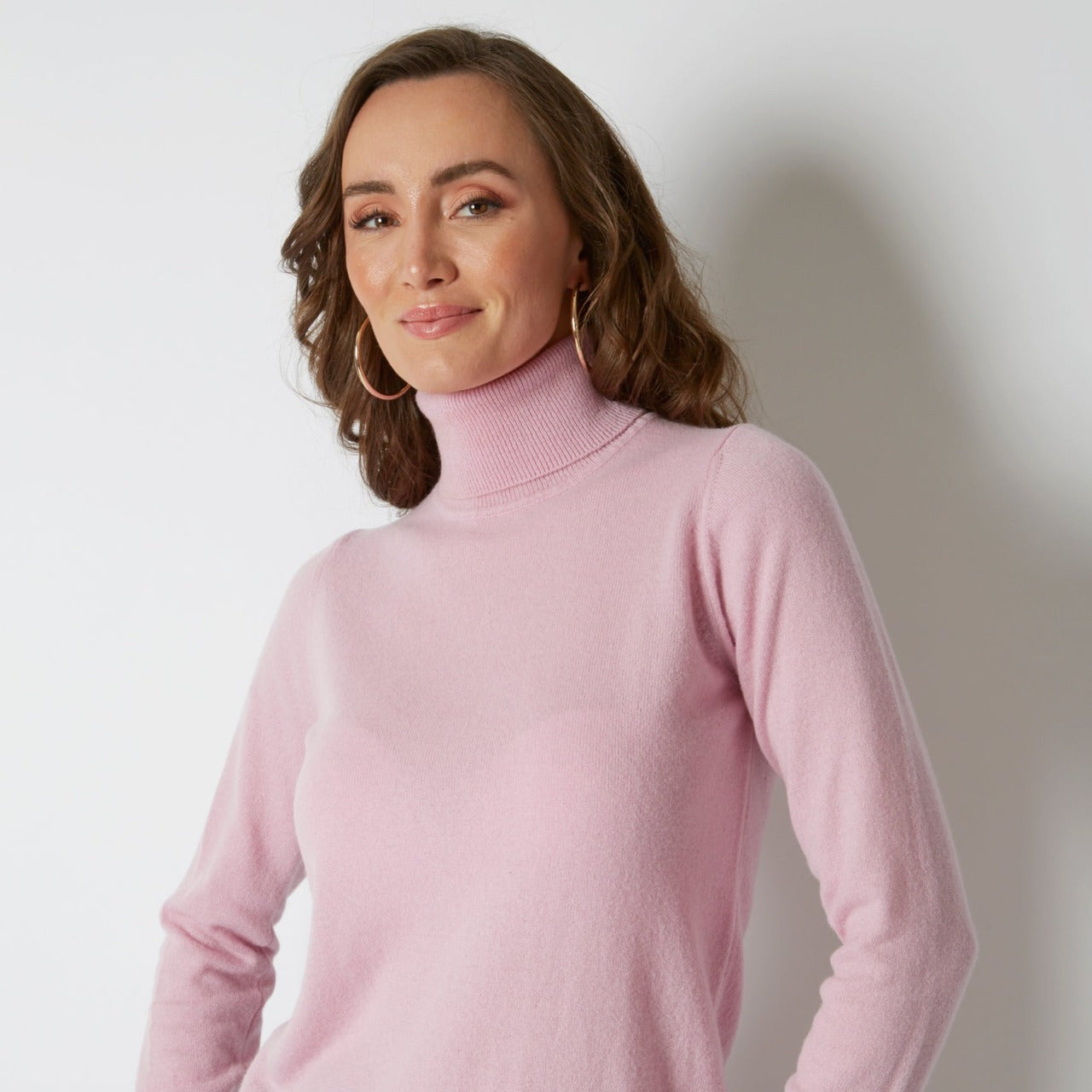100% CASHMERE BLUSH PINK ROLL NECK – Linea Azzurro