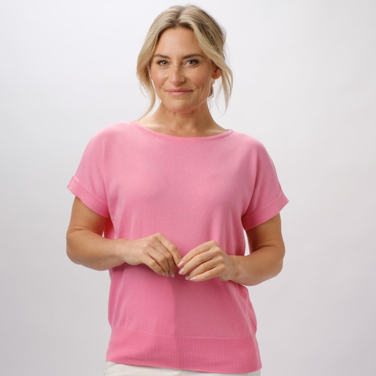 100%PIMA COTTON BLUSH PINK BOAT NECK