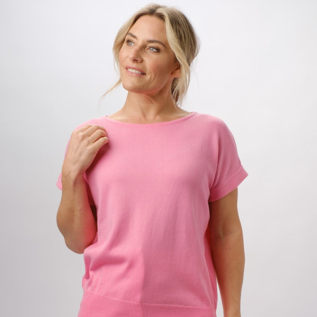 100% PIMA COTTON BLUSH PINK BOAT NECK