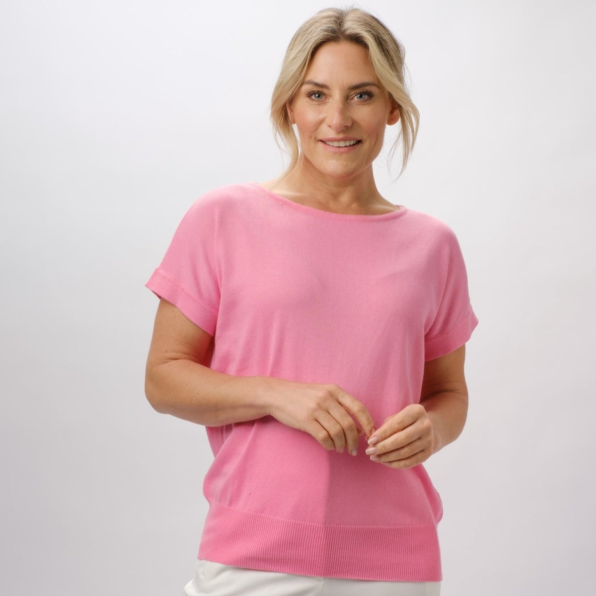 100% PIMA COTTON BLUSH PINK BOAT NECK