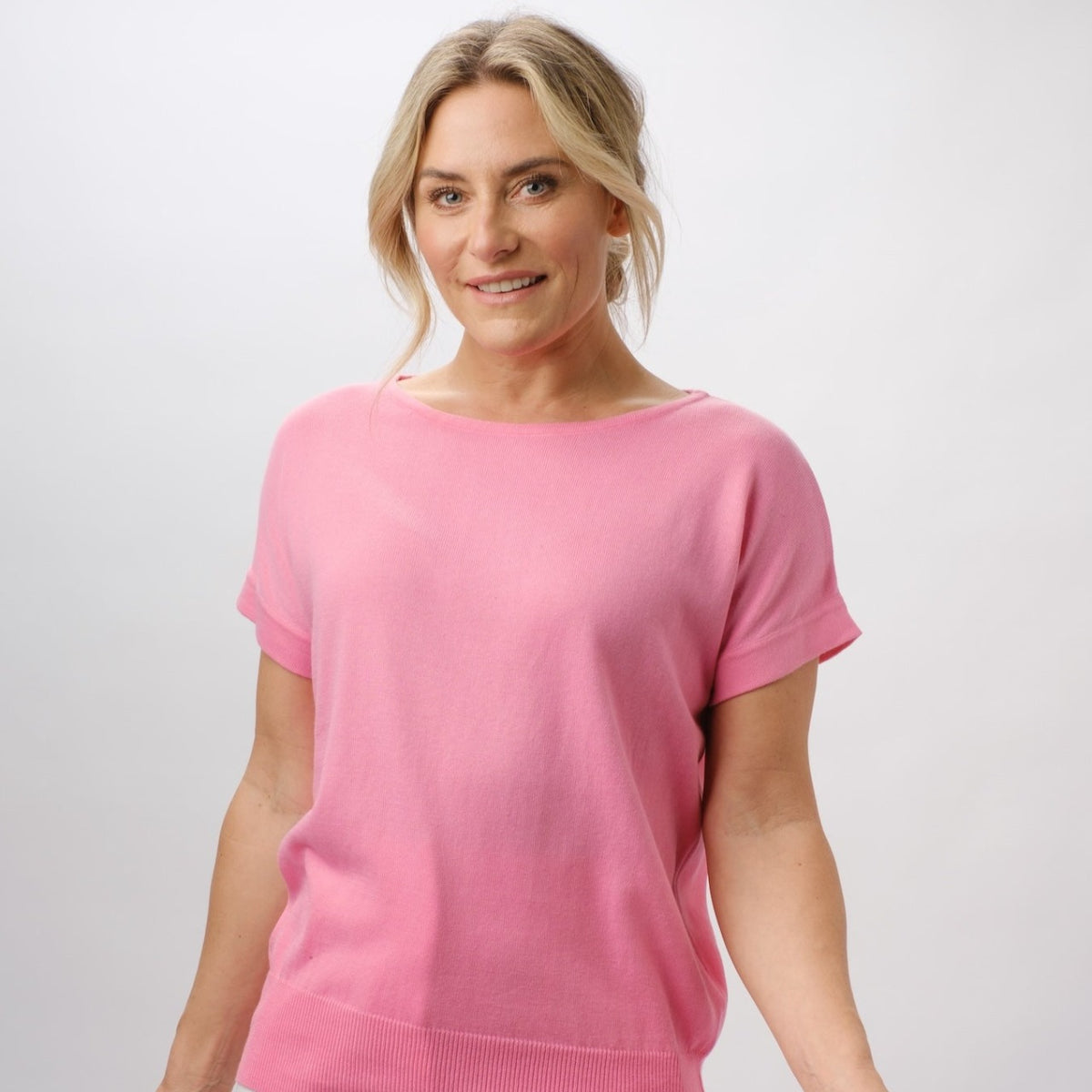 100% PIMA COTTON BLUSH PINK BOAT NECK