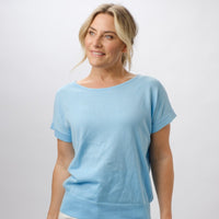 100% PIMA COTTON BLUE LAGUNA BOAT NECK