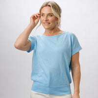 100% PIMA COTTON BLUE LAGUNA BOAT NECK