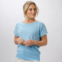 100% PIMA COTTON BLUE LAGUNA BOAT NECK