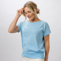 100% PIMA COTTON BLUE LAGUNA BOAT NECK