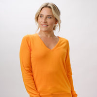 100% PIMA COTTON MANDARIN LONG SLEEVE V NECK
