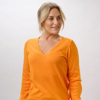 100% PIMA COTTON MANDARIN LONG SLEEVE V NECK
