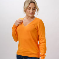 100% PIMA COTTON MANDARIN LONG SLEEVE V NECK