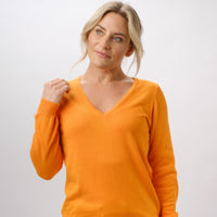 100% PIMA COTTON MANDARIN LONG SLEEVE V NECK