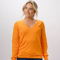 100% PIMA COTTON MANDARIN LONG SLEEVE V NECK