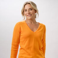 100% PIMA COTTON MANDARIN LONG SLEEVE V NECK