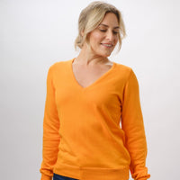 100% PIMA COTTON MANDARIN LONG SLEEVE V NECK