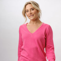 100% PIMA COTTON STRAWBERRY LONG SLEEVE V NECK