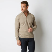 TOAST CASHMERE MERINO WITH ALCANTARA HALF ZIP