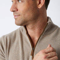 TOAST CASHMERE MERINO WITH ALCANTARA HALF ZIP
