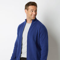 CASHMERE / MERINO AZZURRO BLUE RIB FULL ZIP