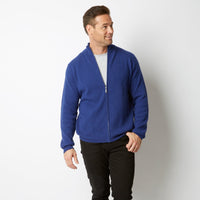 CASHMERE / MERINO AZZURRO BLUE RIB FULL ZIP
