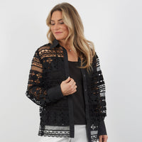BLACK LACE SHIRT WITH CAMISOLE