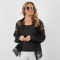 BLACK LACE SHIRT WITH CAMISOLE