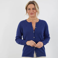 100% CASHMERE FRENCH NAVY BUTTON THROUGH CARDIGAN