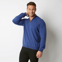 CASHMERE / COTTON FRENCH NAVY HALF ZIP