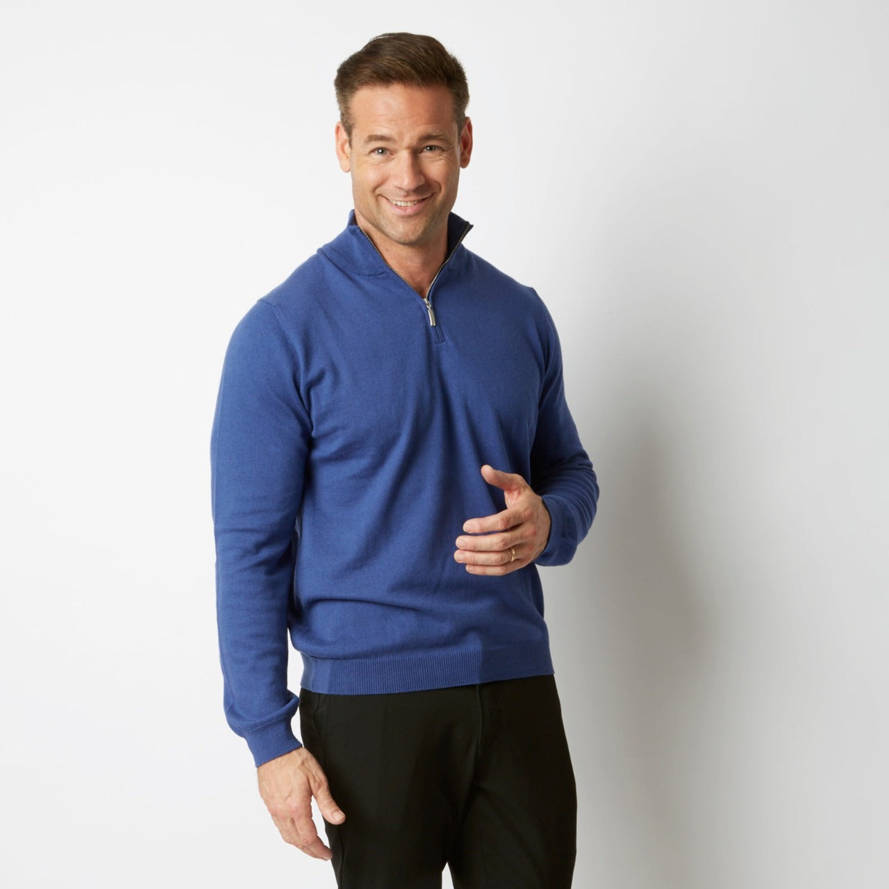 COTTON / CASHMERE FRENCH NAVY HALF ZIP