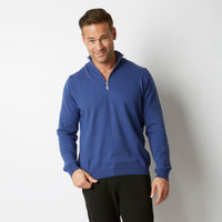 CASHMERE / COTTON FRENCH NAVY HALF ZIP