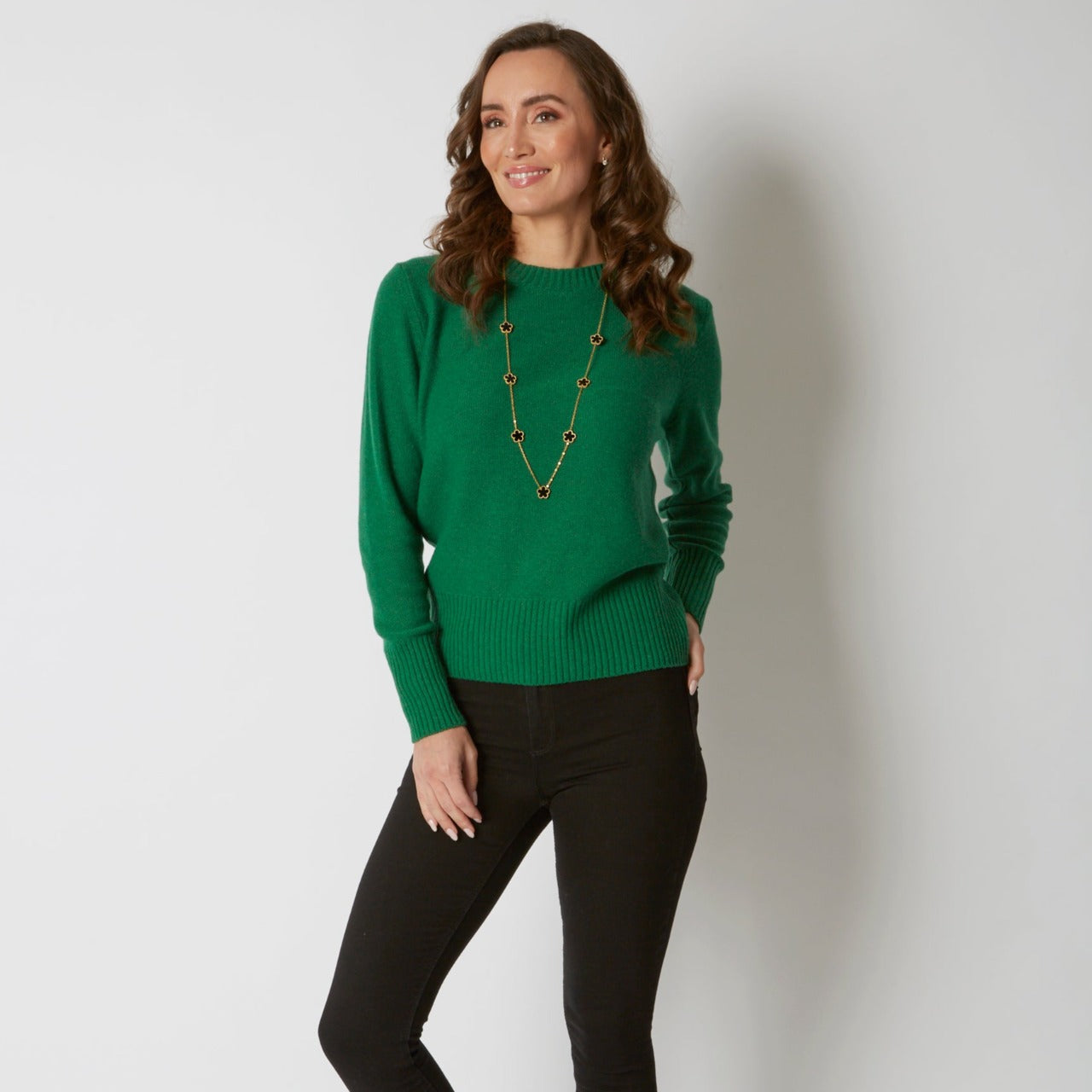 GREEN WIDE HEM CREW