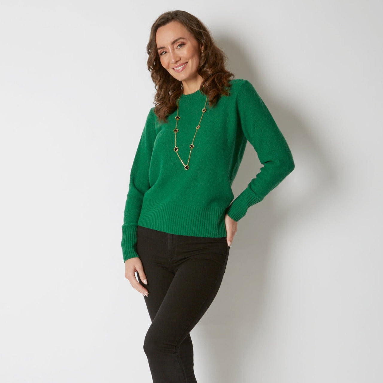GREEN WIDE HEM CREW