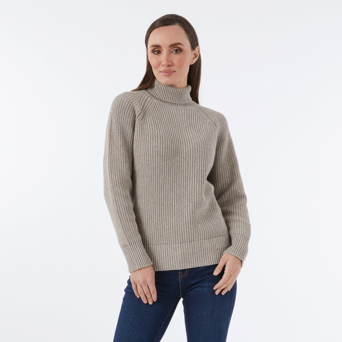 CASHMERE / COTTON PALE GREY RIB ROLL