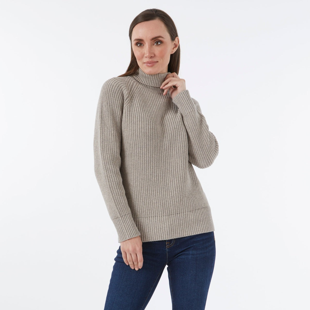 CASHMERE / COTTON PALE GREY RIB ROLL