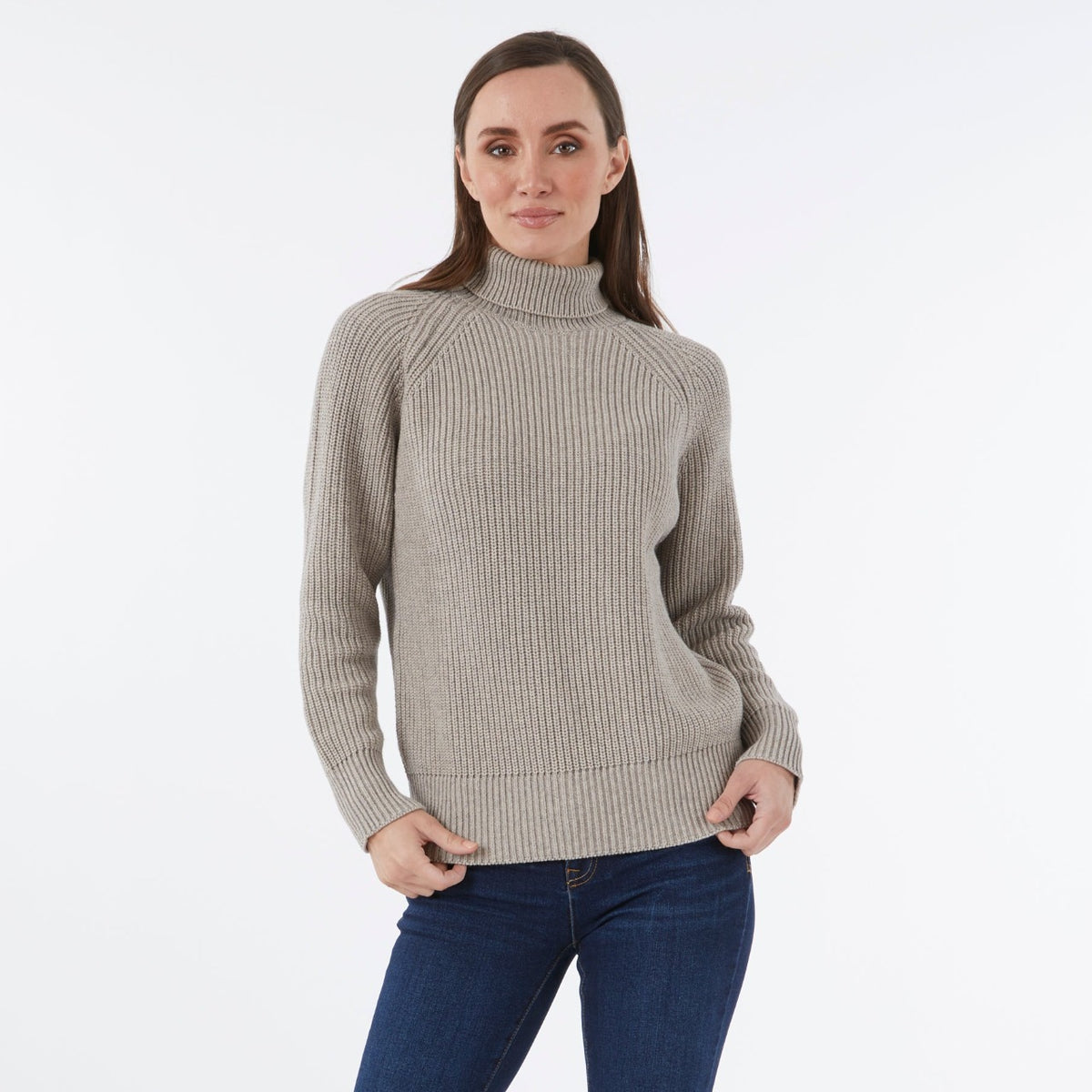 CASHMERE / COTTON PALE GREY RIB ROLL