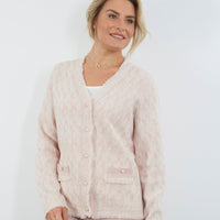 100% SUPERFINE MERINO PINK CARDIGAN