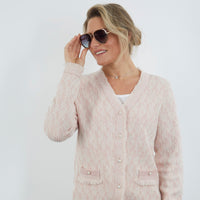 100% SUPERFINE MERINO PINK CARDIGAN