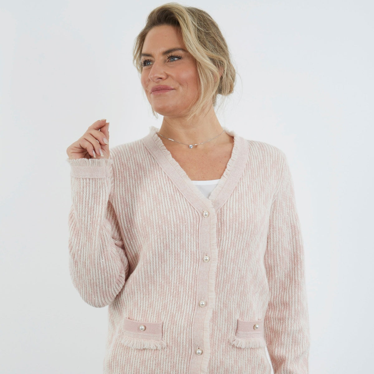 100% SUPERFINE MERINO PINK CARDIGAN