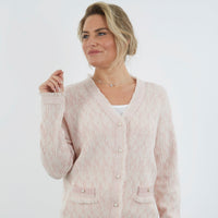 100% SUPERFINE MERINO PINK CARDIGAN
