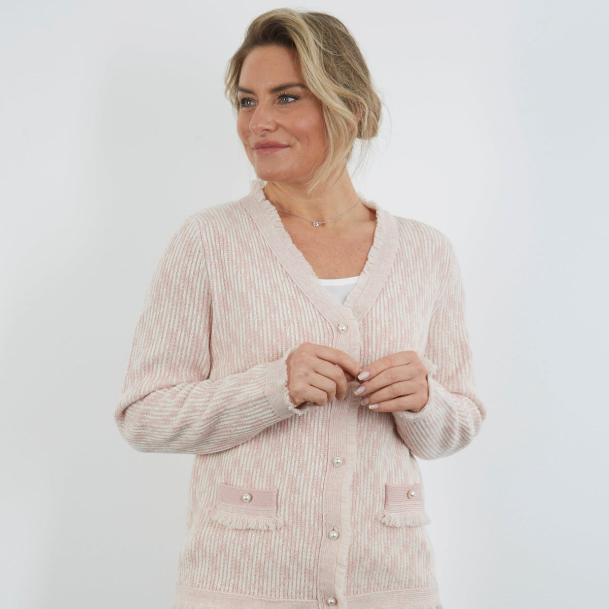100% SUPERFINE MERINO PINK CARDIGAN