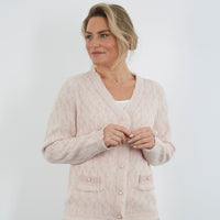 100% SUPERFINE MERINO PINK CARDIGAN