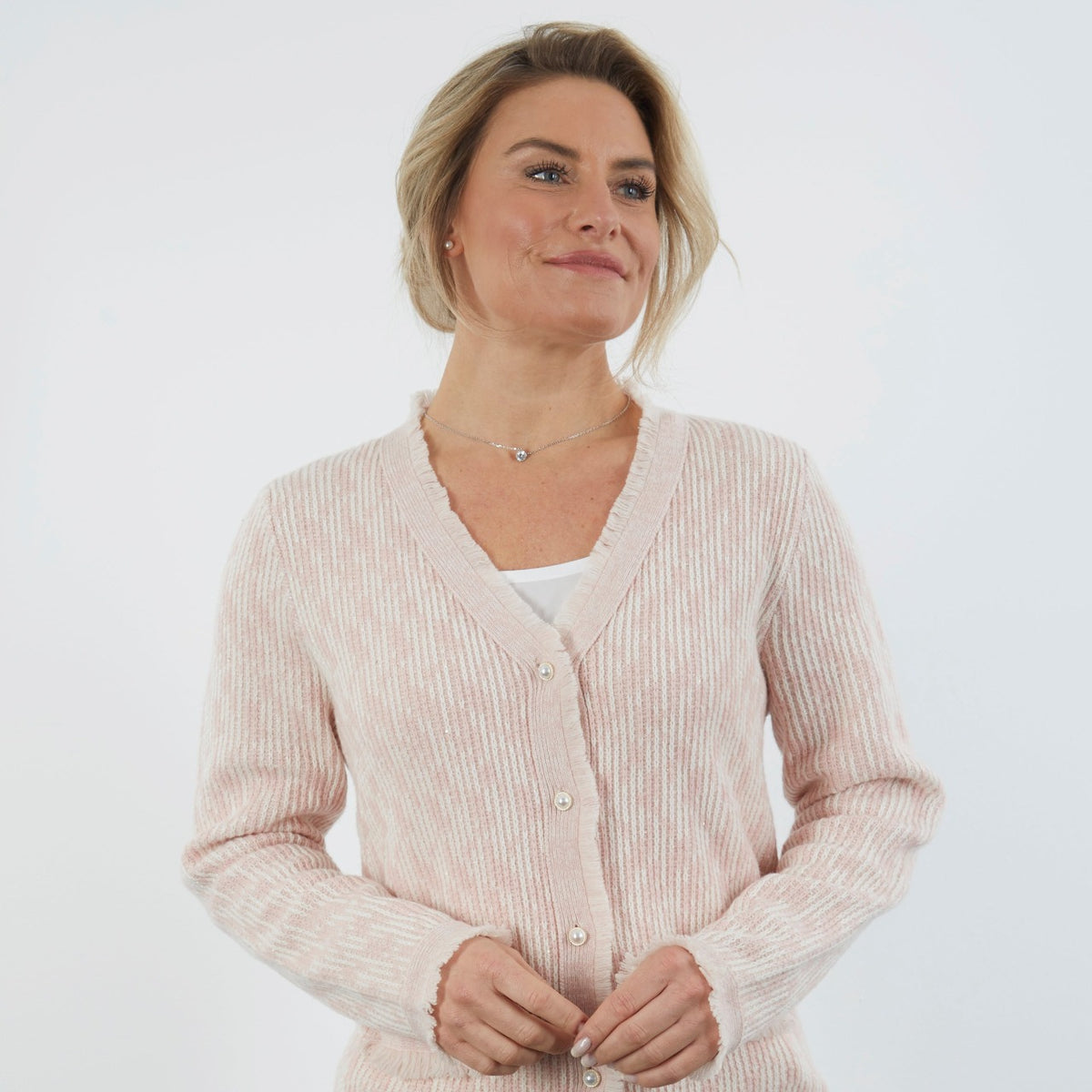 100% SUPERFINE MERINO PINK CARDIGAN