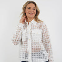 WHITE LACE TWO POCKET SHIRT