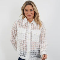 WHITE LACE TWO POCKET SHIRT