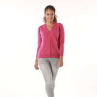 100% CASHMERE FUCHSIA CARDIGAN